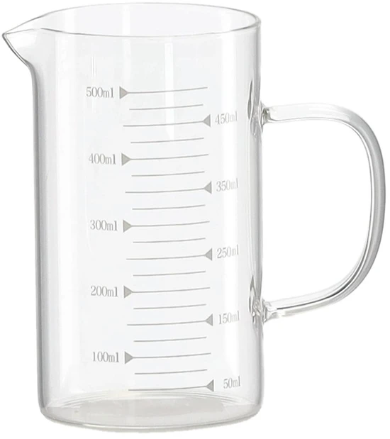 Stiklinis matavimo ąsotėlis 0,5 l su padalomis