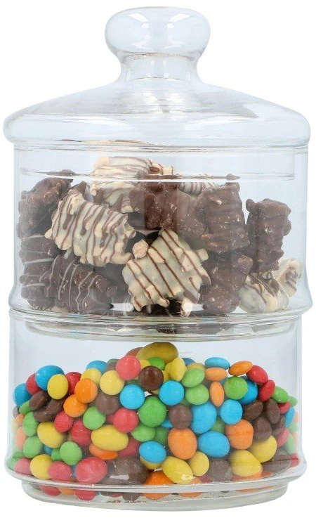 Alpina - Glass container / jar for sweets, 2 levels, 16x28 cm
