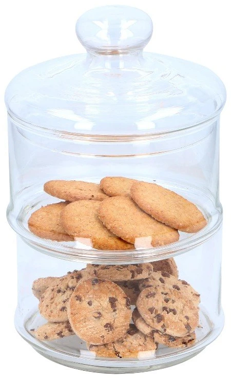 Alpina - Glass container / jar for sweets, 2 levels, 16x28 cm