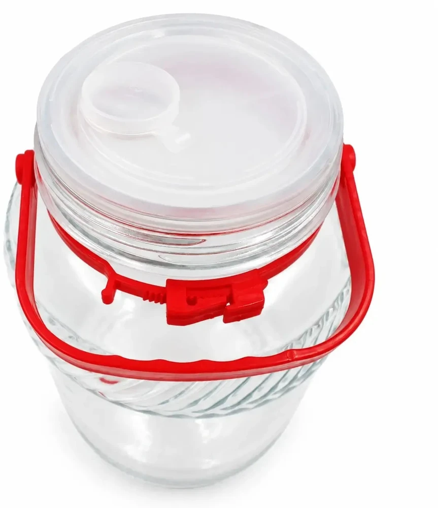 Stiklinis stiklainis su dangteliu ir rankena, 5 l