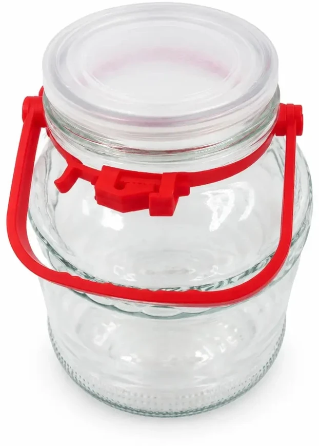 Stiklinis stiklainis su dangteliu ir rankena, 2 l