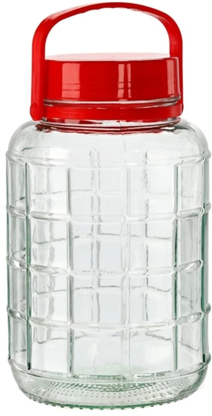 Stiklinis universalus stiklainis 2 L su plastikiniu dangteliu