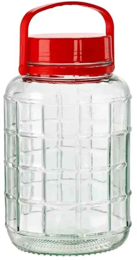 Stiklinis universalus stiklainis 2 L su plastikiniu dangteliu