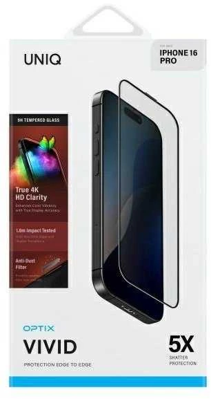 UNIQ Optix Vivid Apple iPhone 16 Pro 6.3″ clear Apsauginis stiklas su aplikatoriumi
