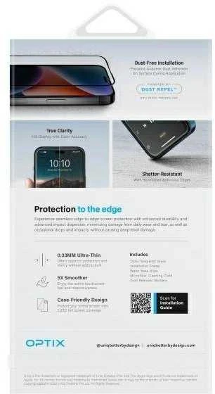 UNIQ Optix Vivid Apple iPhone 16 Pro 6.3″ clear Apsauginis stiklas su aplikatoriumi