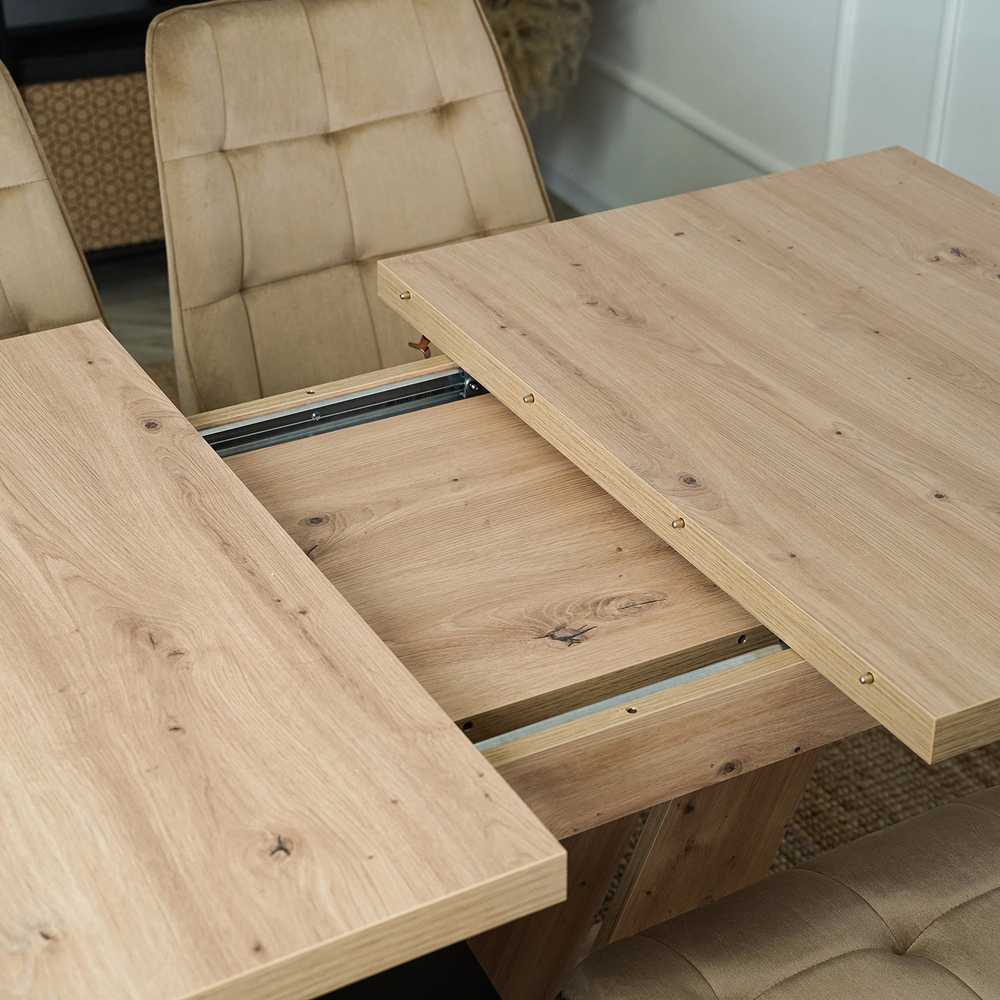 Mebel Elite Išskleidžiamas stalas CLARK, 120–160 cm, Artisan ąžuolo ir juodos spalvos