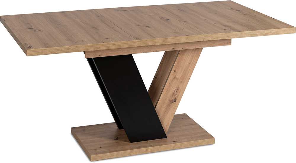 Mebel Elite Išskleidžiamas stalas CLARK, 120–160 cm, Artisan ąžuolo ir juodos spalvos
