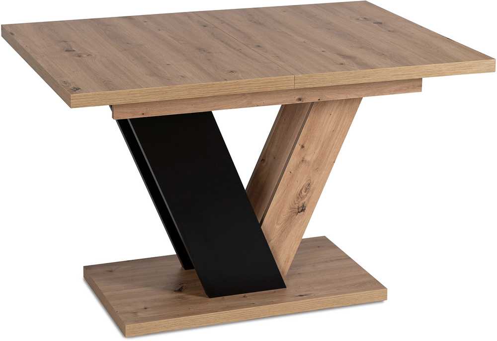Mebel Elite Išskleidžiamas stalas CLARK, 120–160 cm, Artisan ąžuolo ir juodos spalvos
