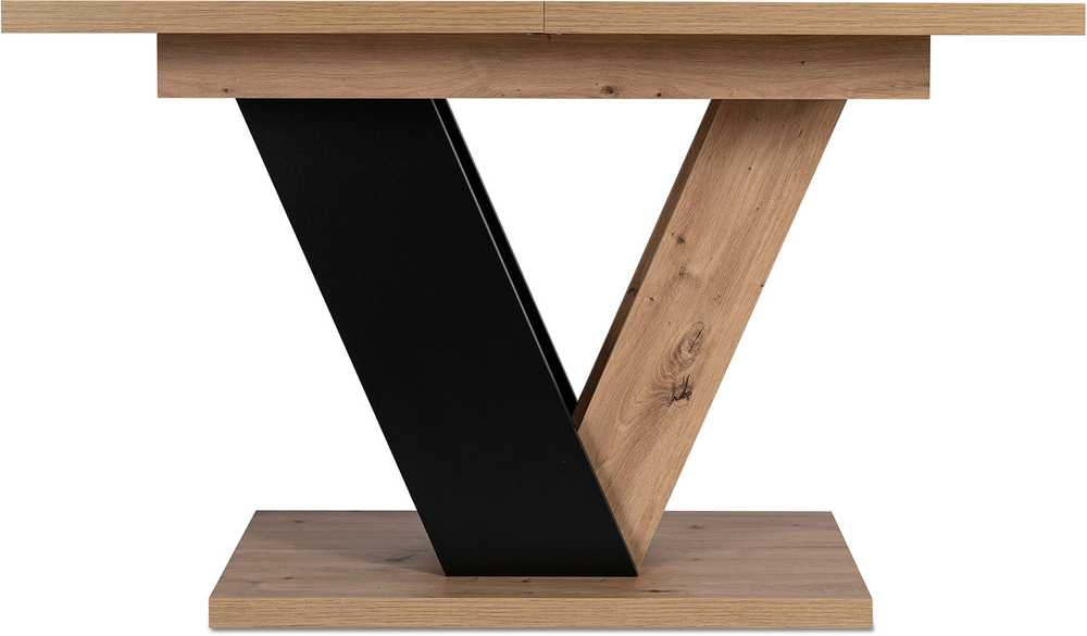 Mebel Elite Išskleidžiamas stalas CLARK, 120–160 cm, Artisan ąžuolo ir juodos spalvos