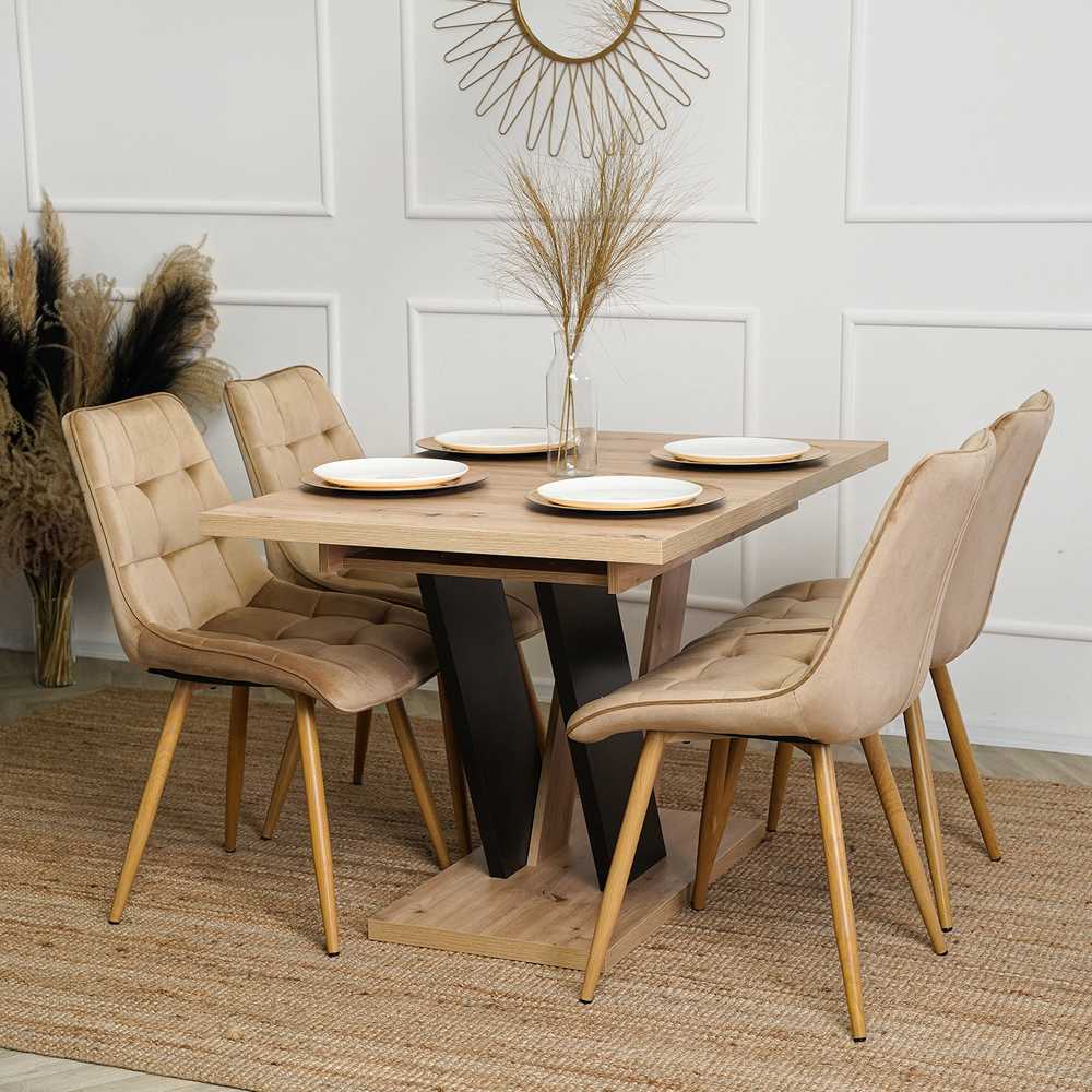Mebel Elite Išskleidžiamas stalas CLARK, 120–160 cm, Artisan ąžuolo ir juodos spalvos