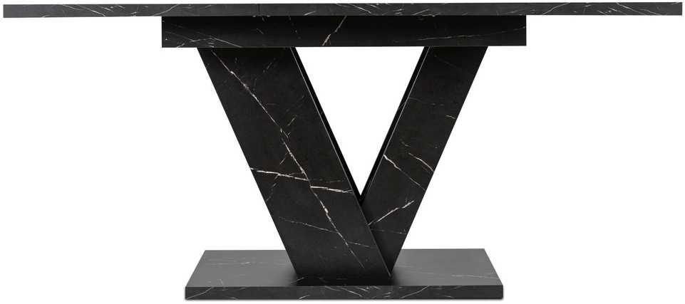 Mebel Elite Išskleidžiamas stalas, 120–160 cm, juodo marmuro spalvos
