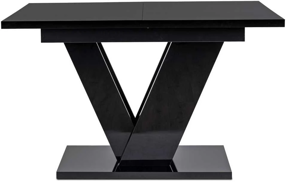 Mebel Elite Išskleidžiamas stalas, 120–160 cm, juodas blizgus