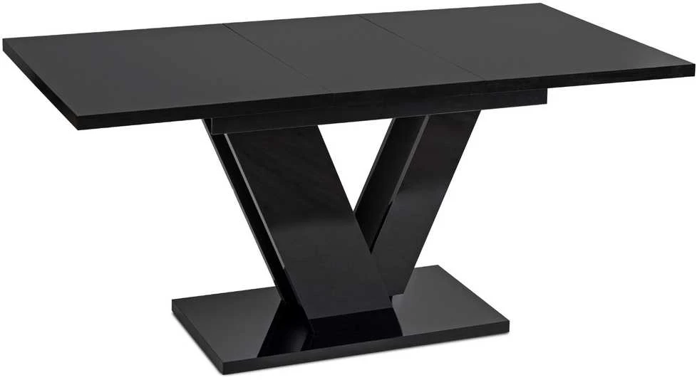 Mebel Elite Išskleidžiamas stalas, 120–160 cm, juodas blizgus