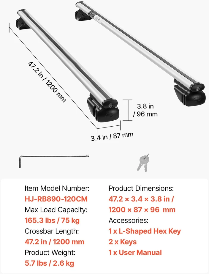 Vevor Stogo skersiniai universalūs 75 kg, aliuminiai