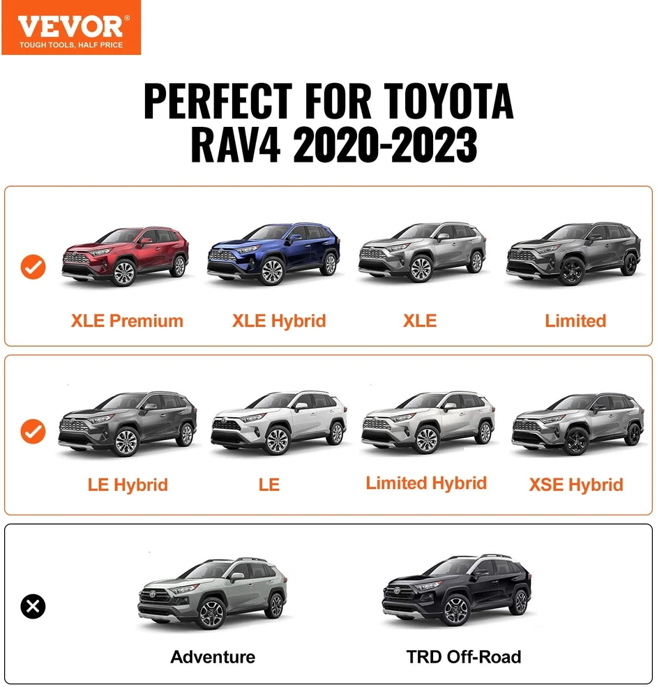 Vevor Stogo bagažinės skersiniai Toyota RAV4 2019-2023