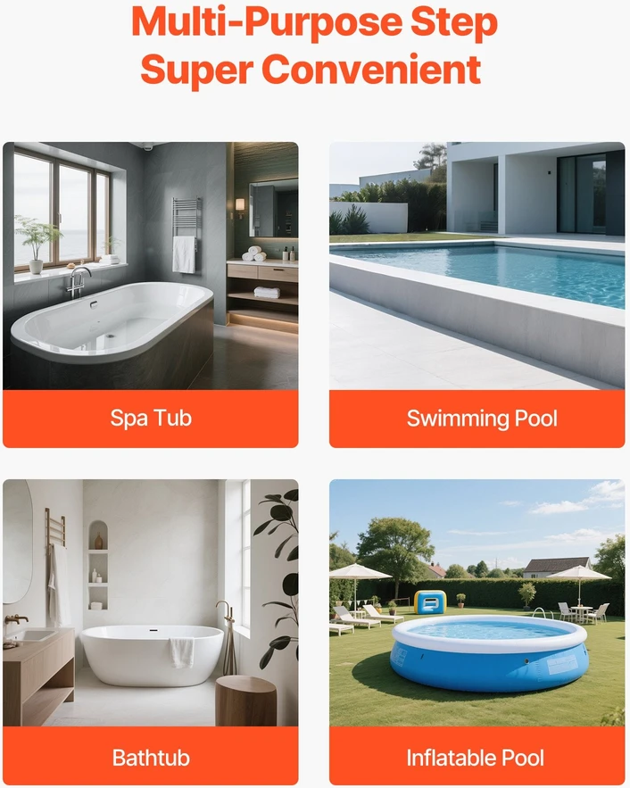 VEVOR Spa laiptai su turėklu 3 pakopų