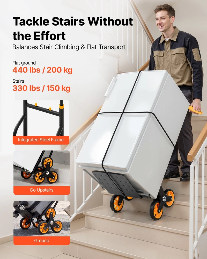VEVOR Laiptavertis vežimėlis 6 ratų, 150 kg