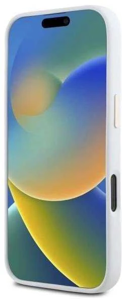 Guess GUHCP16LM4DGPH Apple iPhone 16 Pro 6.3″ baltos spalvos kietas dėklas Silicone Logo Strass 4G