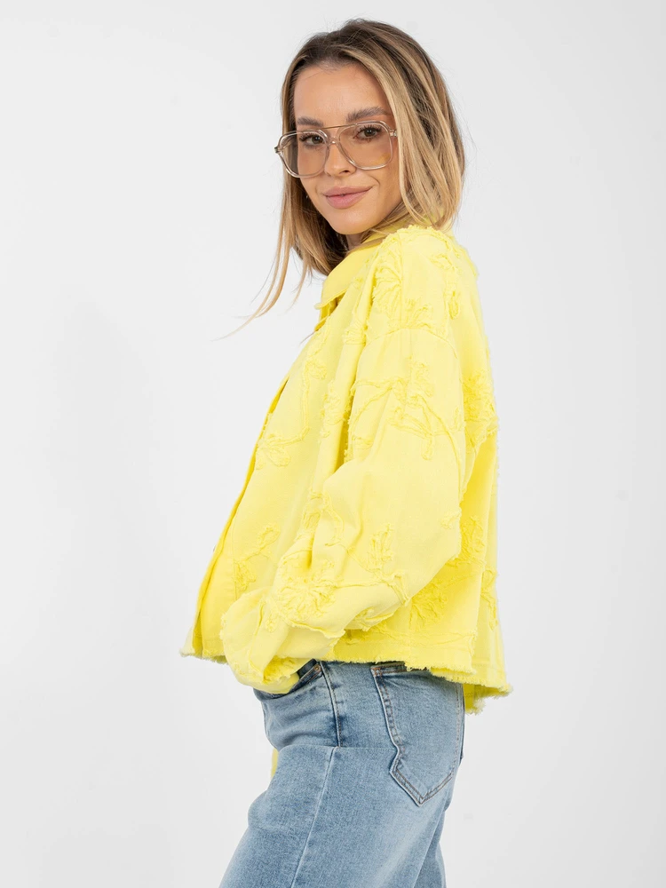 Moteriška džinsinė striukė geltona