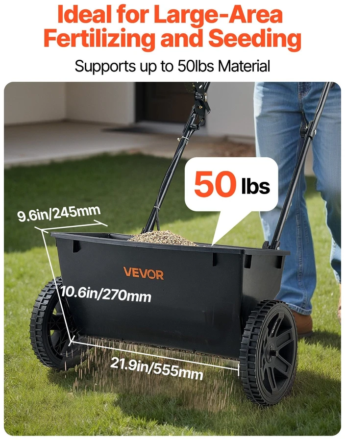 VEVOR Sėjamoji vežimėlis, 22.6kg talpa