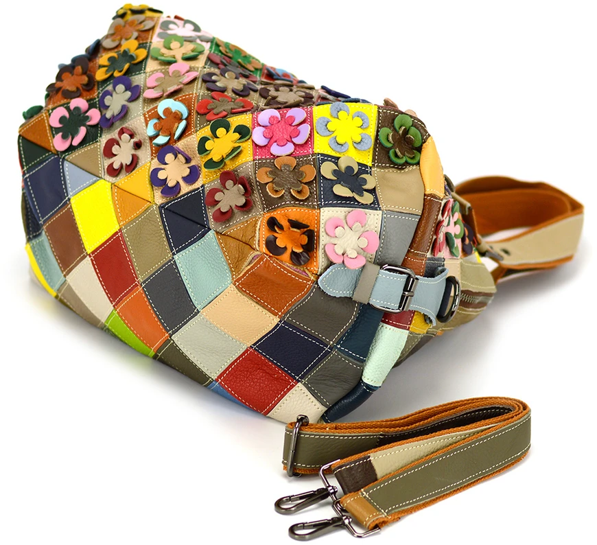 Stylowa Torebka na ramię skórzana kolorowy design
