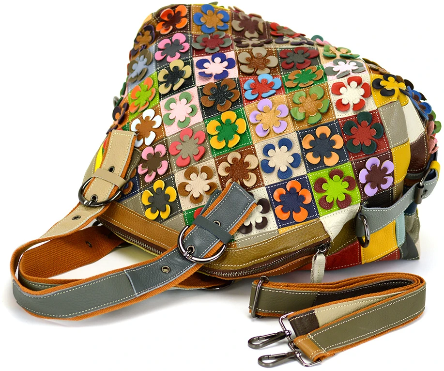 Stylowa Torebka na ramię skórzana kolorowy design
