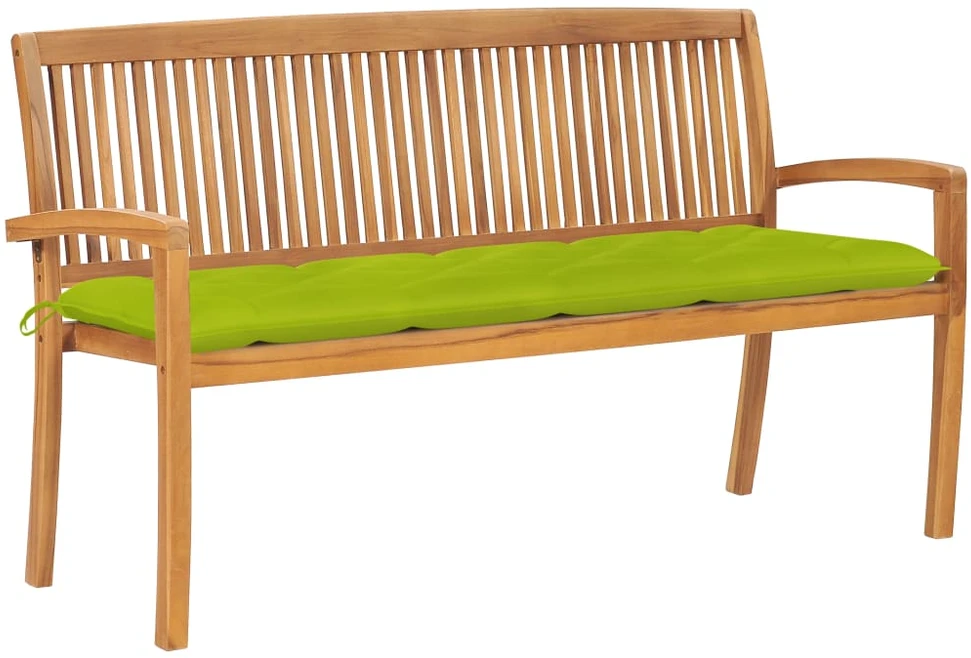 Sudedamas sodo suoliukas su pagalvėle, 159 cm, tikmedis