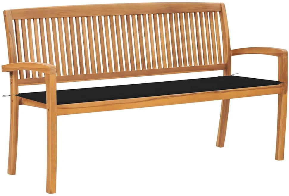 Sudedamas sodo suoliukas su pagalvėle, 159 cm, tikmedis
