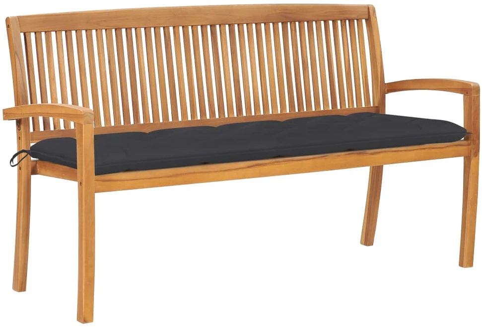 Sudedamas sodo suoliukas su pagalvėle, 159 cm, tikmedis