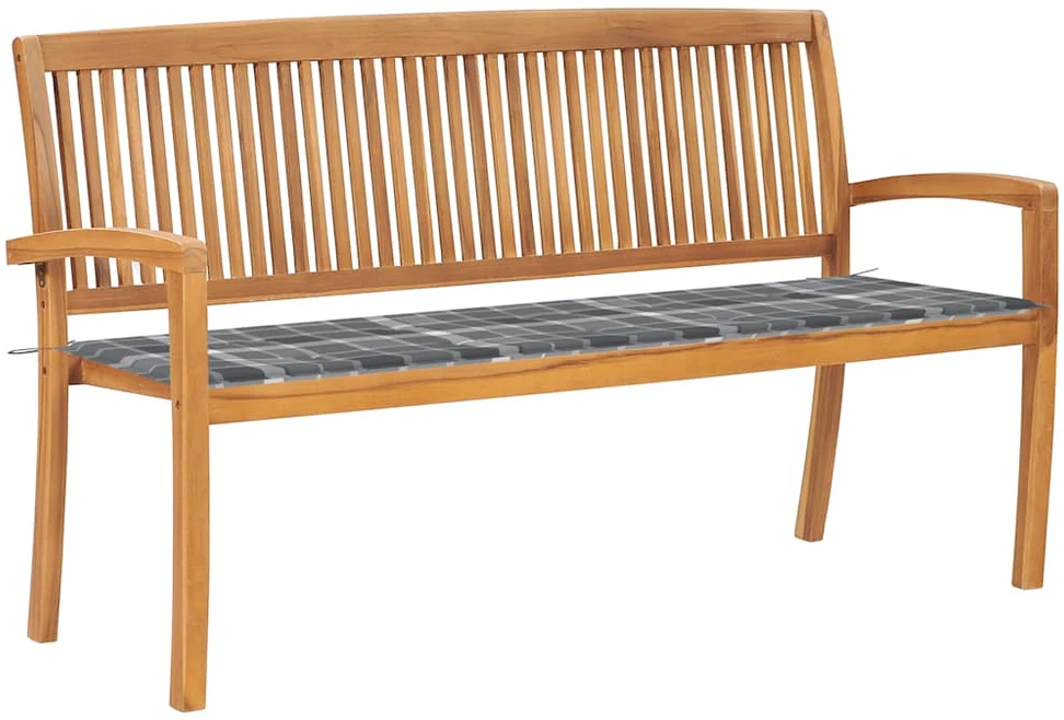 Sudedamas sodo suoliukas su pagalvėle, 159 cm, tikmedis