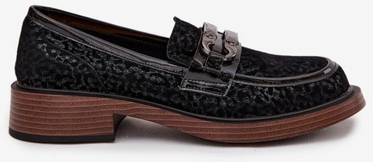 Suede Women's Loafers with Decoration D&A MR52-176 Juodas