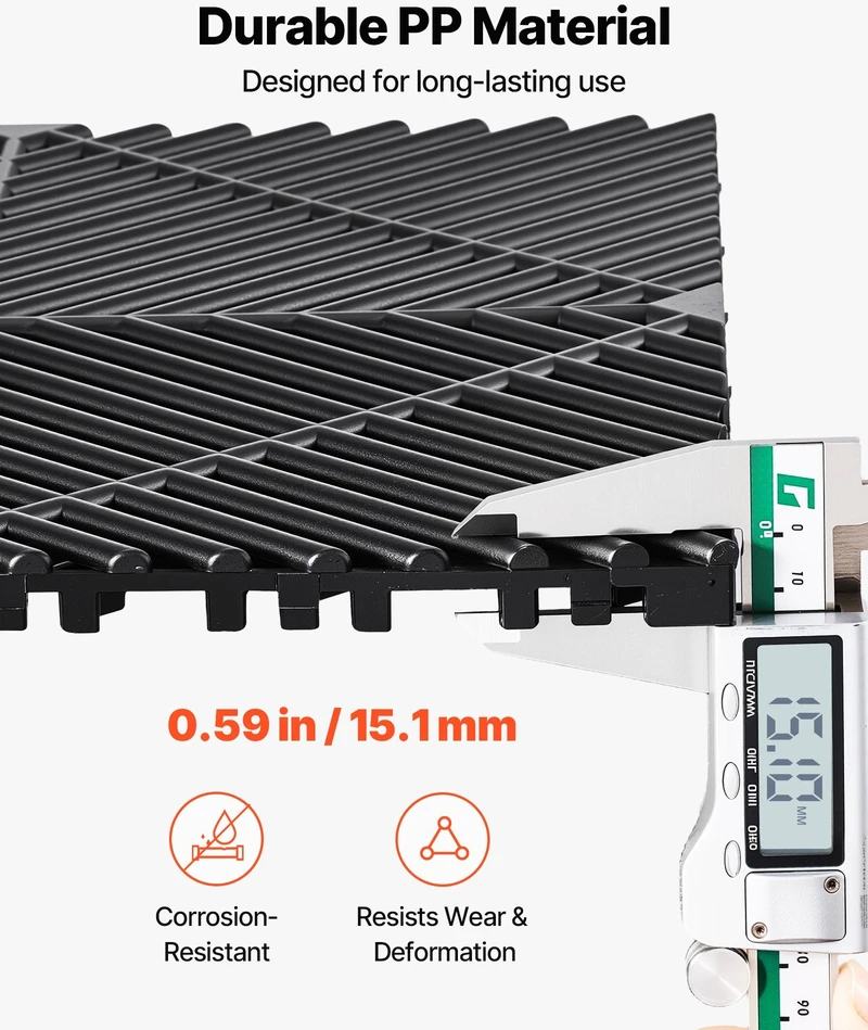VEVOR Susijungiančios drenažinės kilimėliai 310 x 310 mm juoda
