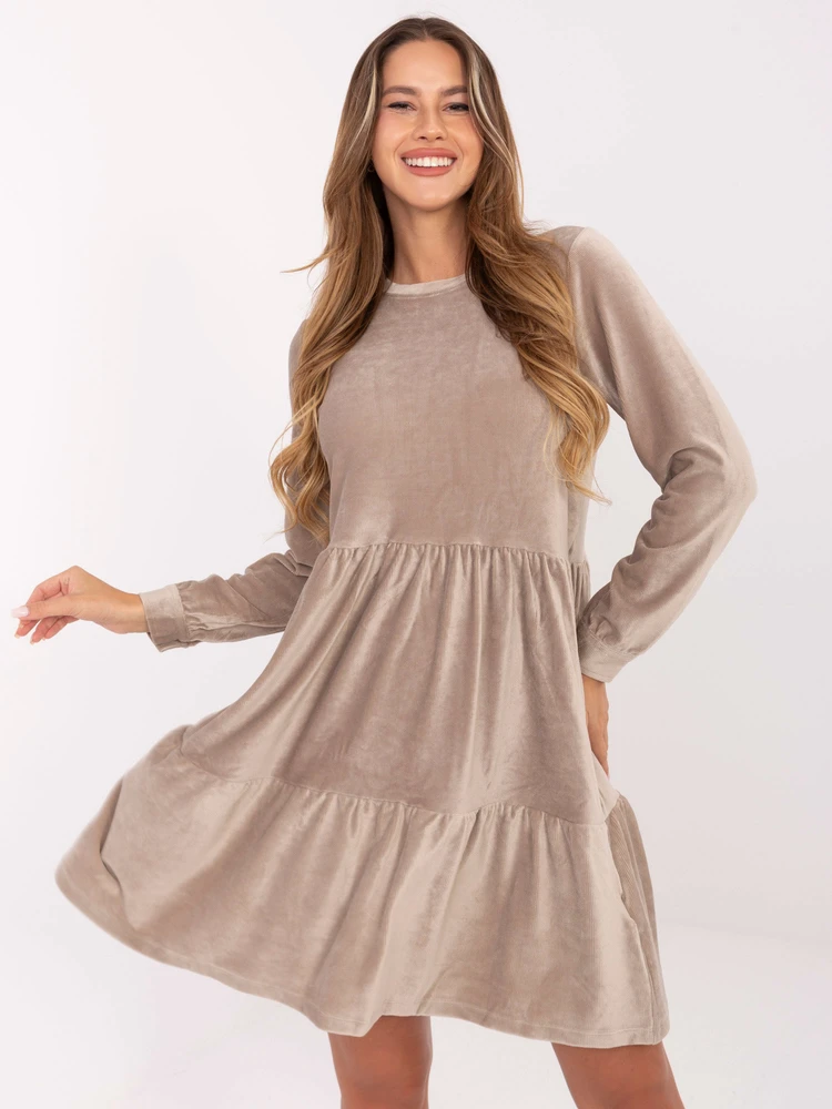 Sukienka-D10040Z30289-ciemny bezowy