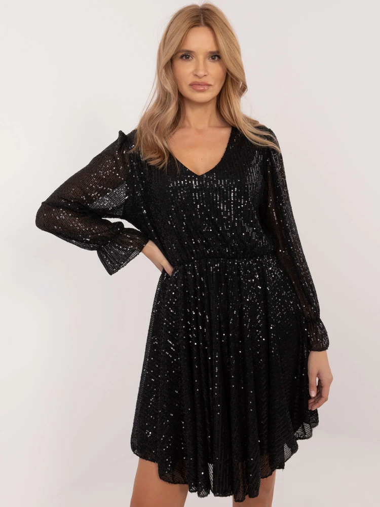 Moteriška asimetriška kokteilinė suknelė Italy Moda, juoda