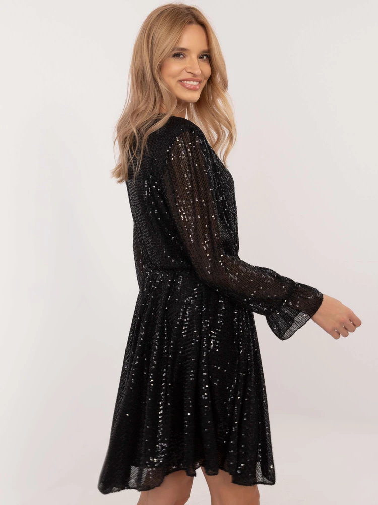 Moteriška asimetriška kokteilinė suknelė Italy Moda, juoda