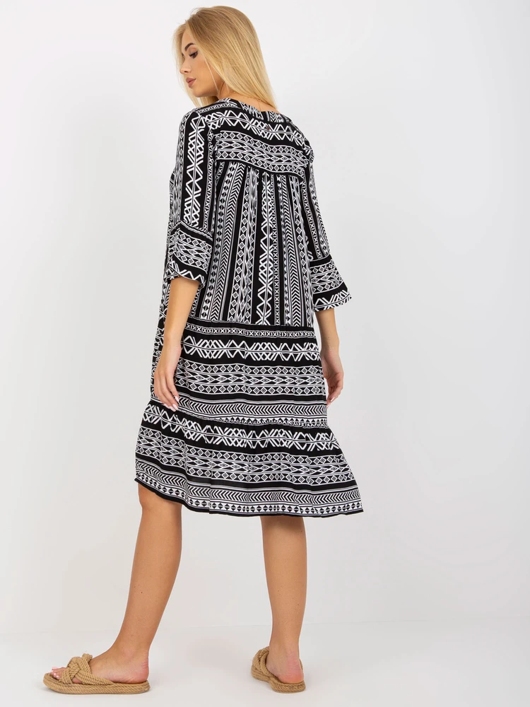 Suknelė-D73771M30214A1EN-juoda ir balta