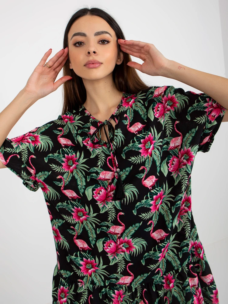 Suknelė-D73771M30306C-juoda-žalia