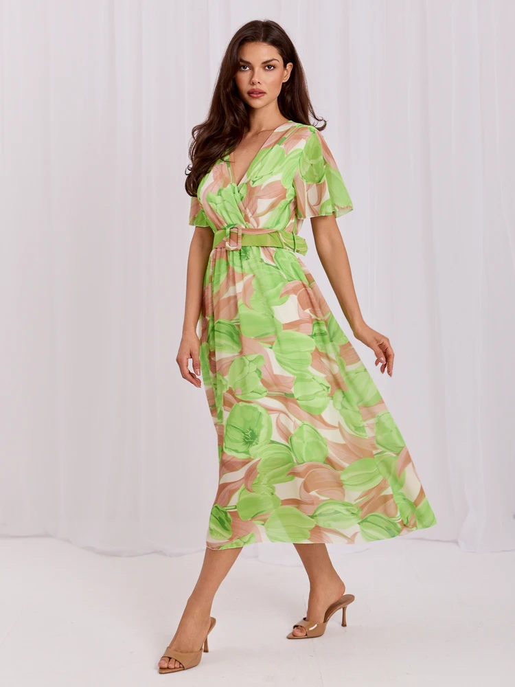 Suknelė-DHJ-SK-15967.54P-šviesiai žalia