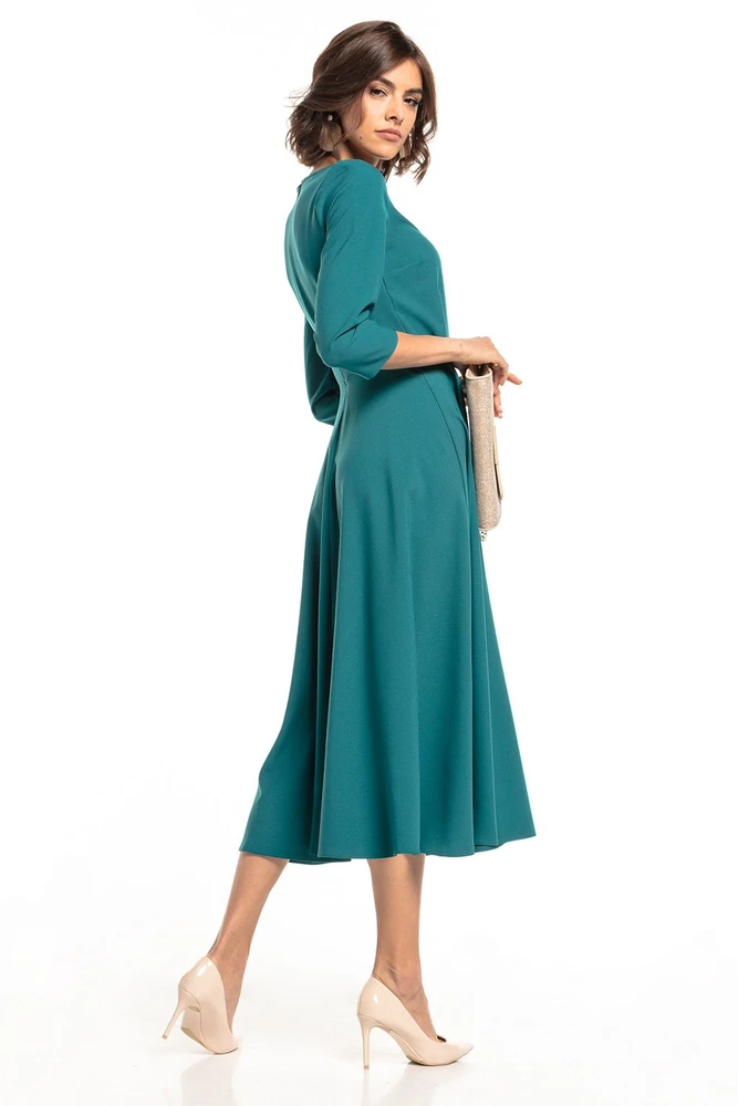 Suknelė ilga su dengtu užtrauktuku iš poliesterio ir elastano Tessita