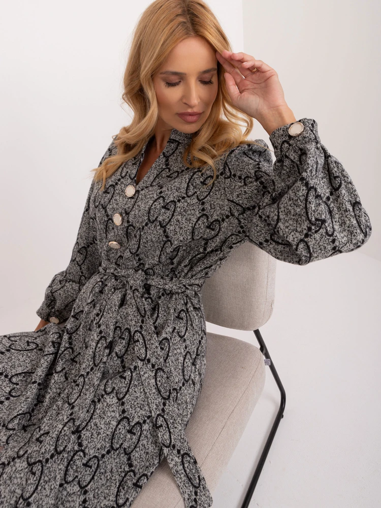 Suknelė-LK-SK-509107.00X-pilka-juoda