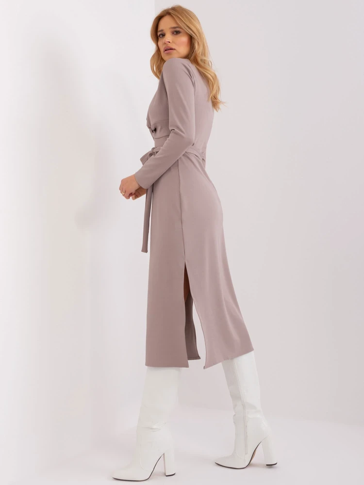 Suknelė-LK-SK-509456.99-tamsiai smėlio spalvos