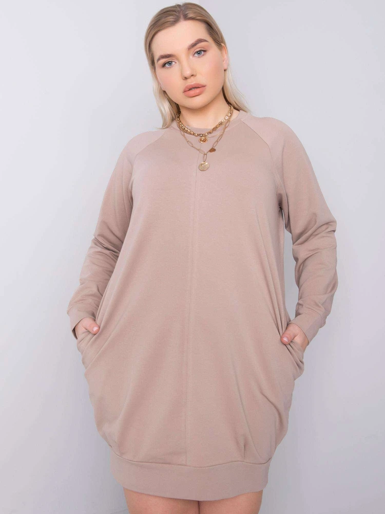 Suknelė-RV-SK-6296.99-tamsiai smėlio spalvos