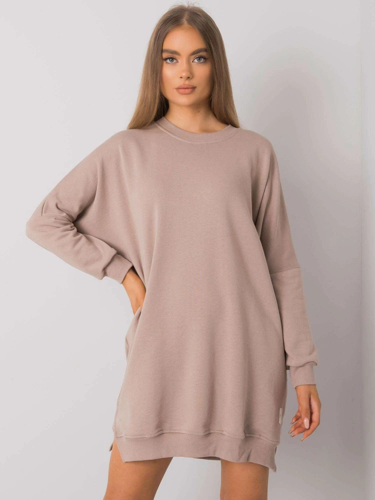 Suknelė-RV-SK-7216.95-tamsiai smėlio spalvos