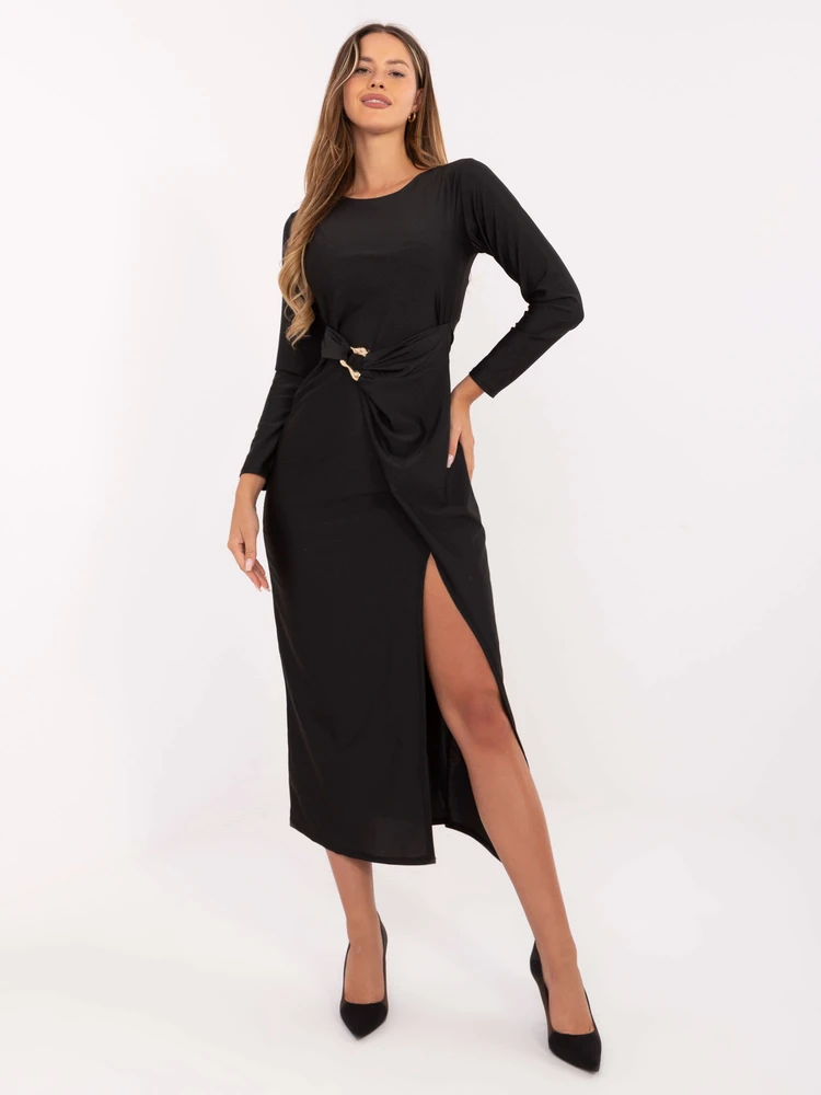 Suknelė moteriška juoda ilgarankovė vakarui