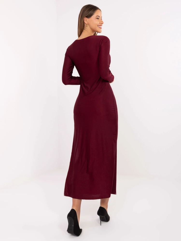Suknelė moteriška bordo ilga elegantiška