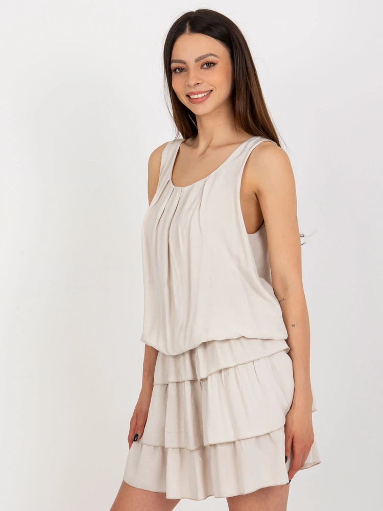 Suknelė-TW-SK-BI-8139.44-šviesiai smėlio spalvos