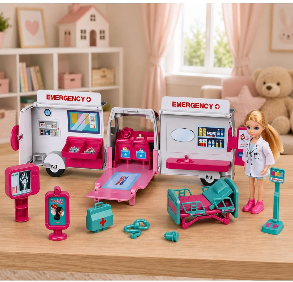 Lean Toys Sulankstomas greitosios pagalbos automobilis 11 vnt.