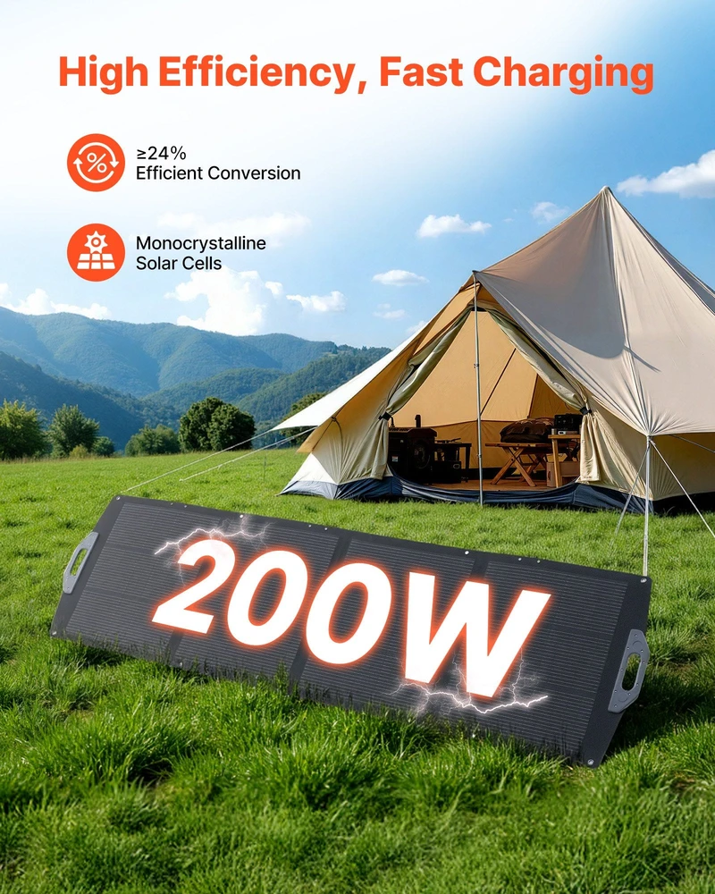 VEVOR Sulankstomas 200W saulės panelis