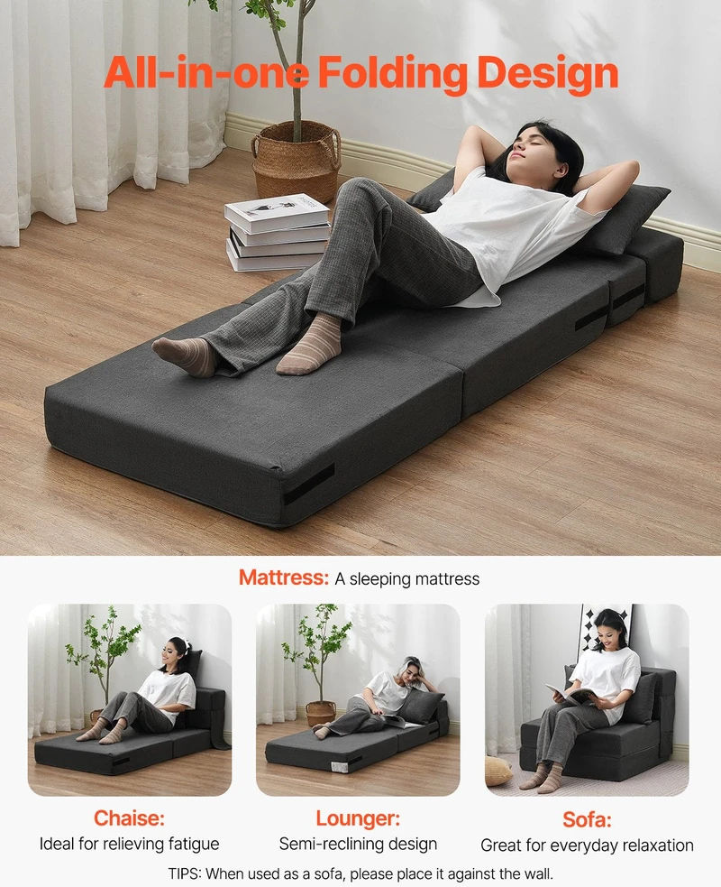 VEVOR Sulankstoma sofa-lova su 2 pagalvėmis