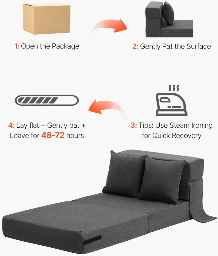 VEVOR Sulankstoma sofa-lova su 2 pagalvėmis
